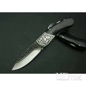 Aluminum + Color Wood Handle Folding Knife Survival Knife with Nylon Sheath UDTEK01384